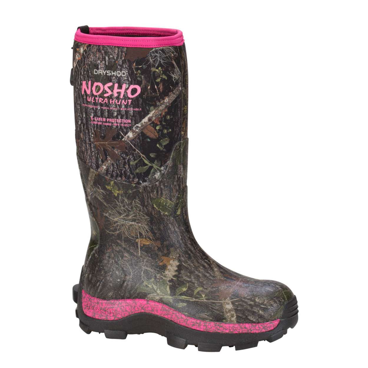 Dryshod Women's NoSho Ultra Hunt High Camo/Pink